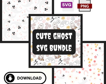Cute Ghost SVG, Cute Halloween SVG, Halloween Seamless pattern SVG, Retro Halloween svg, Spooky svg, svg for Cricut, Halloween png
