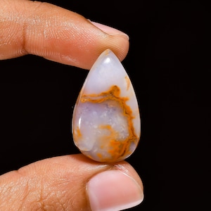 Seam Agate Gemstone, 100% Natural Seam Agate Pear Shape Cabochon Loose Gemstone For Making Jewelry 22 Ct 27X16X7 mm A-5644