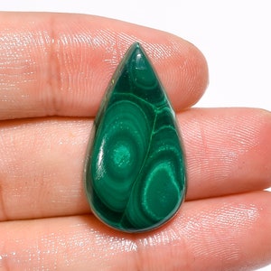 Malachite Gemstone, 100% Natural Malachite Pear Shape Cabochon Loose Gemstone 28 Ct. Malachite For Making Jewelry, Size 29X16X5 mm A-3884