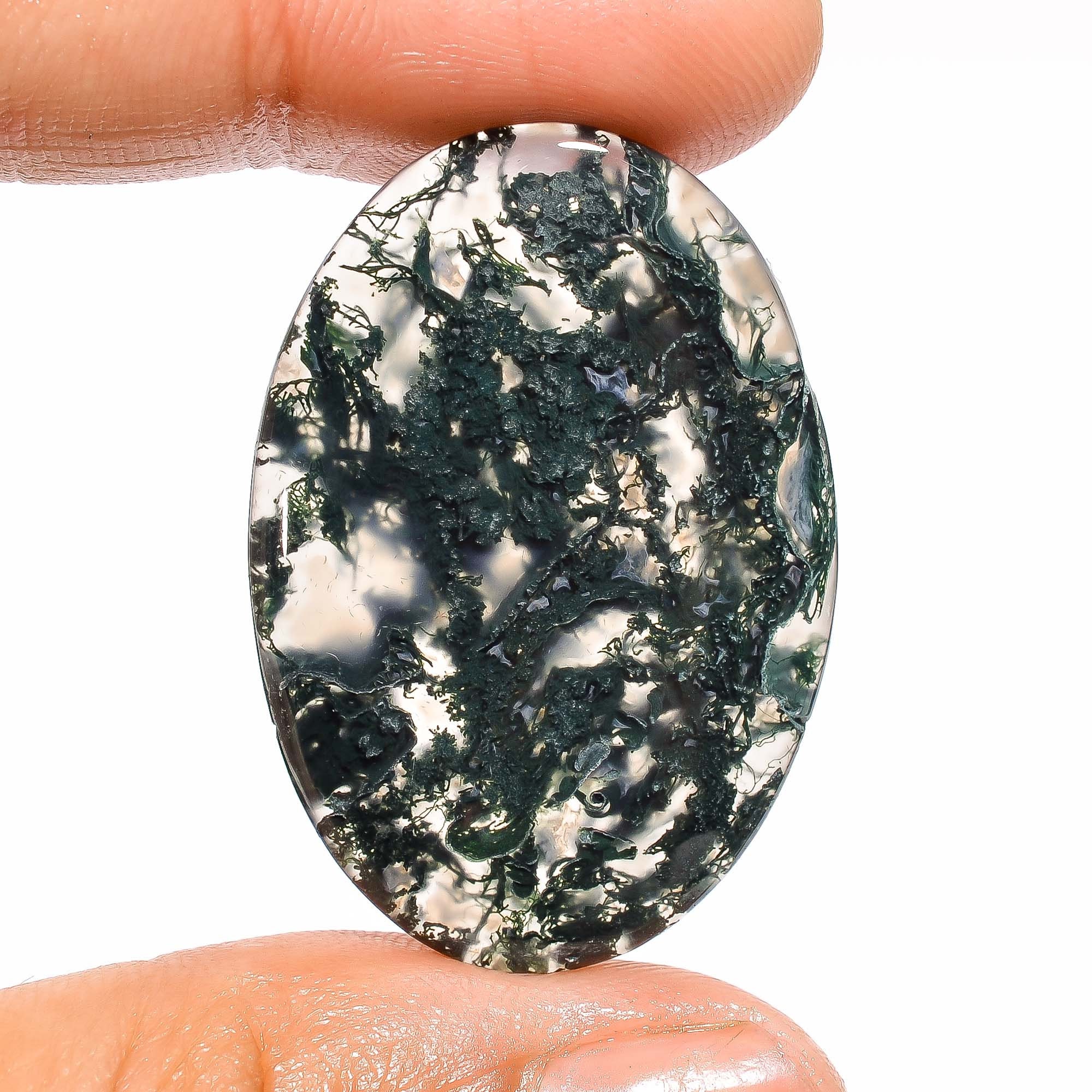 Moss Agate Outstanding Natural Moss Agate Oval Shape Cabochon | Etsy
