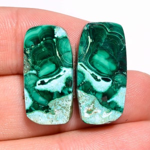 Chrysocolla Malachite Gemstone Pair, 100% Natural Chrysocolla Malachite Radiant Shape Gemstone Pair Making Earrings 28 Ct. 24X12X5 mm S-1114