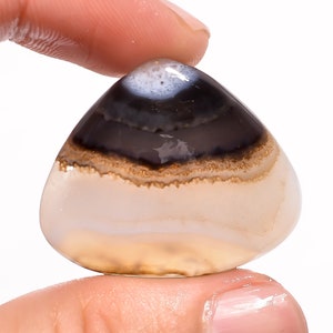 Botswana Agate Cabochon, 100% Natural Black Botswana Agate Heart Shape Cabochon Loose Gemstone For Making Jewelry 37.5 Ct. 27X32X6 mm S-1574