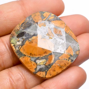 Maligano Jasper RoseCut Gemstone, 100% Natural Maligano Jasper Gemstone Radiant Shape Faceted Loose Gemstone 38 Ct.  Size 32X29X5 mm S-8530