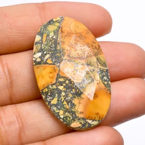 Maligano Jasper RoseCut Gemstone, 100% Natural Maligano Jasper Gemstone Oval Shape Faceted Loose Gemstone 30 Ct.  Size 36X21X5 mm S-8532