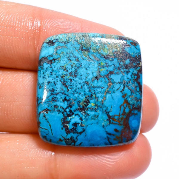 Shattuckite Cabochon 100% Natural Shattuckite Cushion Shape Cabochon Loose Gemstone 41 Ct.  For Making Jewelry, Size 25X25X6 mm S-6268