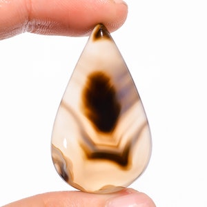 53.5 Ct. Black Botswana Agate Cabochon Pear Shape Loose Gemstone,100%Natural Gemstone,Top Grade Quality,For Making Jewelry,39X24X8 mm S-4217