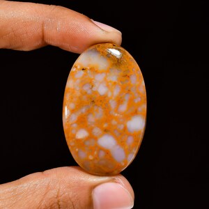Seam Agate Gemstone, 100% Natural Seam Agate Oval Shape Cabochon Loose Gemstone For Making Jewelry 57 Ct 43X27X6 mm A-5632