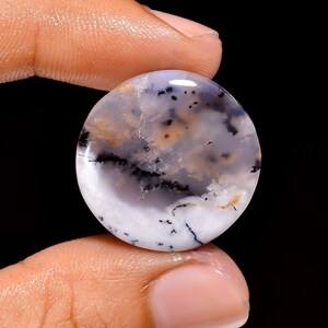 Dendrite Opal Cabochon, 100% Natural Dendrite Opal Round Shape Loose Gemstone 21.5 Ct Dendrite Opal Wholesale Cabs, Size 24X24X5mm S-11895