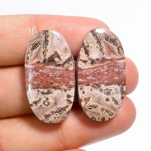 Leopard Skin Jasper Pair, 100%Natural Skin Jasper Gemstone Pair, Oval Shape Loose Gemstone, 28 Ct For Making Earring, Size 27X14X4 mm S-5846