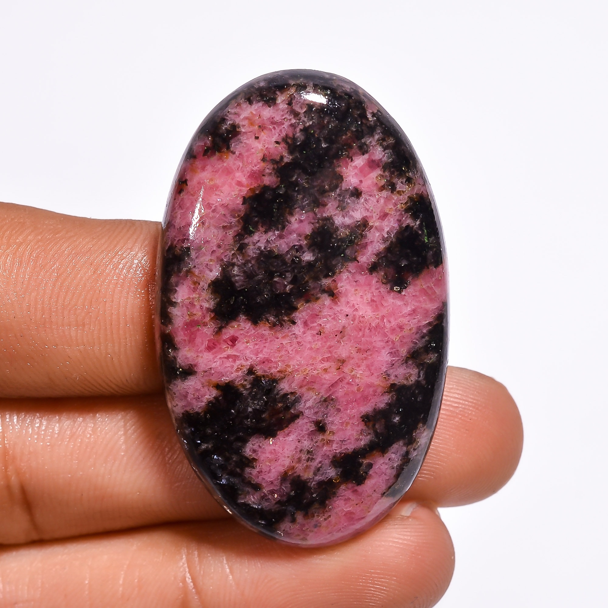 RHODONITE 100% Natural Oval Shape Cabochon Loose Gemstone For Making Jewelry 55.5 Ct 35X23X6 mm SM-1455