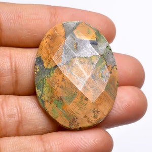 Maligano Jasper RoseCut Gemstone, 100% Natural Maligano Jasper Gemstone Oval Shape Faceted Loose Gemstone 36.5 Ct.  Size 37X26X5 mm S-8515