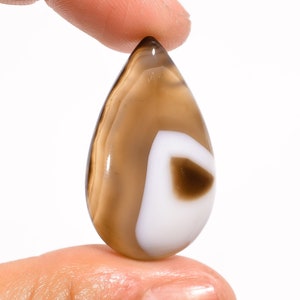 100% Natural Black Botswana Agate Cabochon, Pear Shape Cabochon Gemstone 30 Ct. Top Grade Quality, For Making Jewelry,Size 32X18X6 mm S-5721