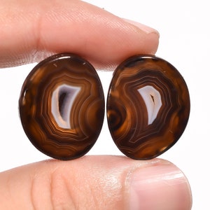 Black Botswana Agate Gemstone Pair, Natural Botswana Agate, Fancy Shape Loose Gemstone Pair, 26 Ct. Making Earrings Size 21X17X4 mm S-1960