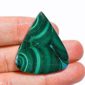 Malachite Gemstone, 100% Natural Malachite Pear Shape Cabochon Loose Gemstone 55 Ct. Malachite For Making Jewelry, Size 36X31X5 mm A-3877