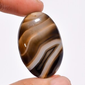 Black Botswana Agate Cabochon, 100% Natural Botswana Agate Oval Shape Cabochon Gemstone 52.5 Ct. For Making Jewelry, Size 34X23X8mm S7970