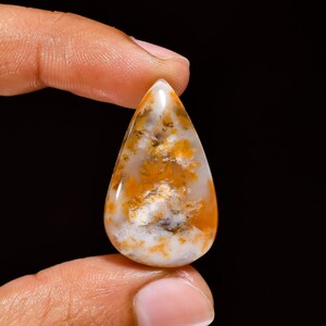 Seam Agate Gemstone, 100% Natural Seam Agate Pear Shape Cabochon Loose Gemstone For Making Jewelry 31.5 Ct 31X19X7 mm A-5646