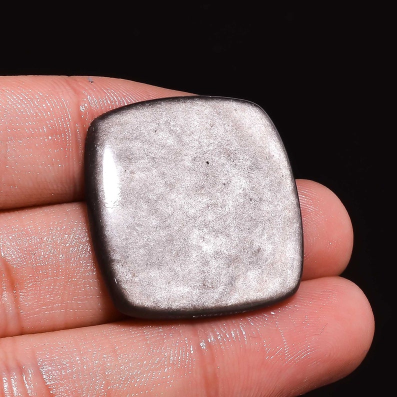 Stunning Silver Sheen Obsidian Cushion Shape Cabochon Loose Gemstone 30 Ct For Making Jewelry,Size 27X27X4 mm S-5345 Top Grade Qualtiy
