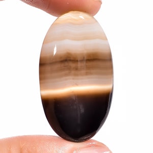 Black Botswana Agate Cabochon, 100% Natural, Oval Shape Cabochon Loose Gemstone For Making Jewelry 35.5 Ct. 37X20X6 mm S-1579