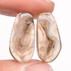 Black Botswana Agate Gemstone Pair, 13.5 Ct. Natural Botswana Agate, Fancy Shape Loose Gemstone Pair Making Earrings, Size 23X11X4 mm S-1955