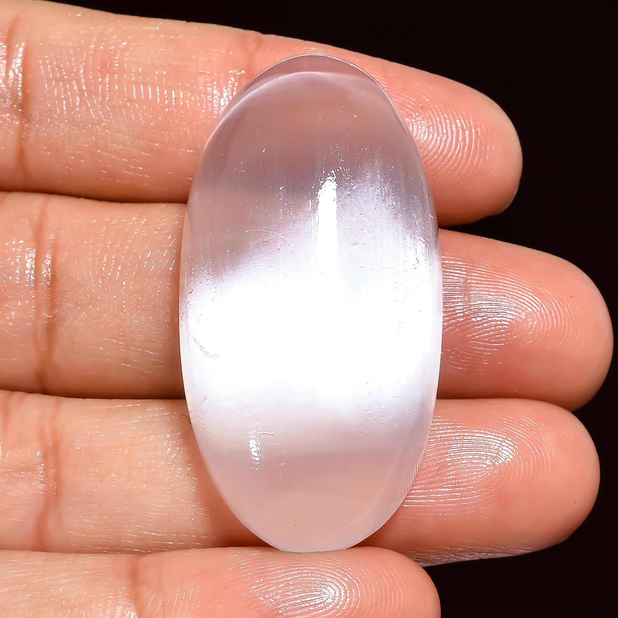 Top Quality Selenite Cabs Size 39X20X10 mm S-10116 100% Natural Selenite Gemstone Oval Shape Loose Gemstone 55 Ct Selenite Cabochon