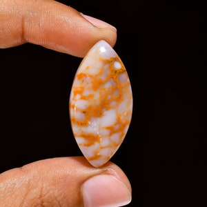 Seam Agate Gemstone, 100% Natural Seam Agate Marquise Shape Cabochon Loose Gemstone For Making Jewelry 26.5 Ct 34X17X6 mm A-5642