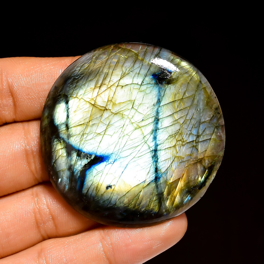 ラブラドライトカボション、100%天然ラブラドライトラウンドシェイプ