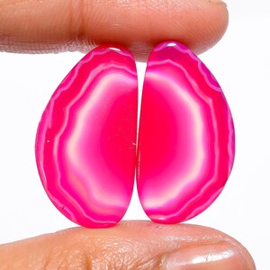 Botswana Agate Gemstone Pair, Natural Pink Botswana Agate, Fancy Shape Cabochon Loose Gemstone, 28 Ct. Pair For Earrings, 26X15X4 mm S-7225