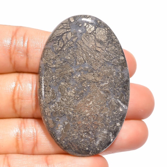 Marcasite Agate Cabochon Marcasite Agate Size 50X35X6 mm S-9922 100% Natural Marcasite Agate Oval Shape Cabochon Loose Gemstone 91 Ct