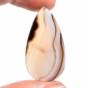 Black Botswana Agate Cabochon,Top Quality 100% Natural Agate Pear Shape Cabochon Loose Gemstone For Making Jewelry 25.5 Ct 38X20X5 mm S-1575