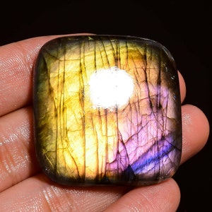 Labradorite Cabochon, Top Quality 100% Natural Labradorite Gems Cushion Shape Loose Gemstone For Making Jewelry 111.5 Ct. 37X37X7 mm S-3366