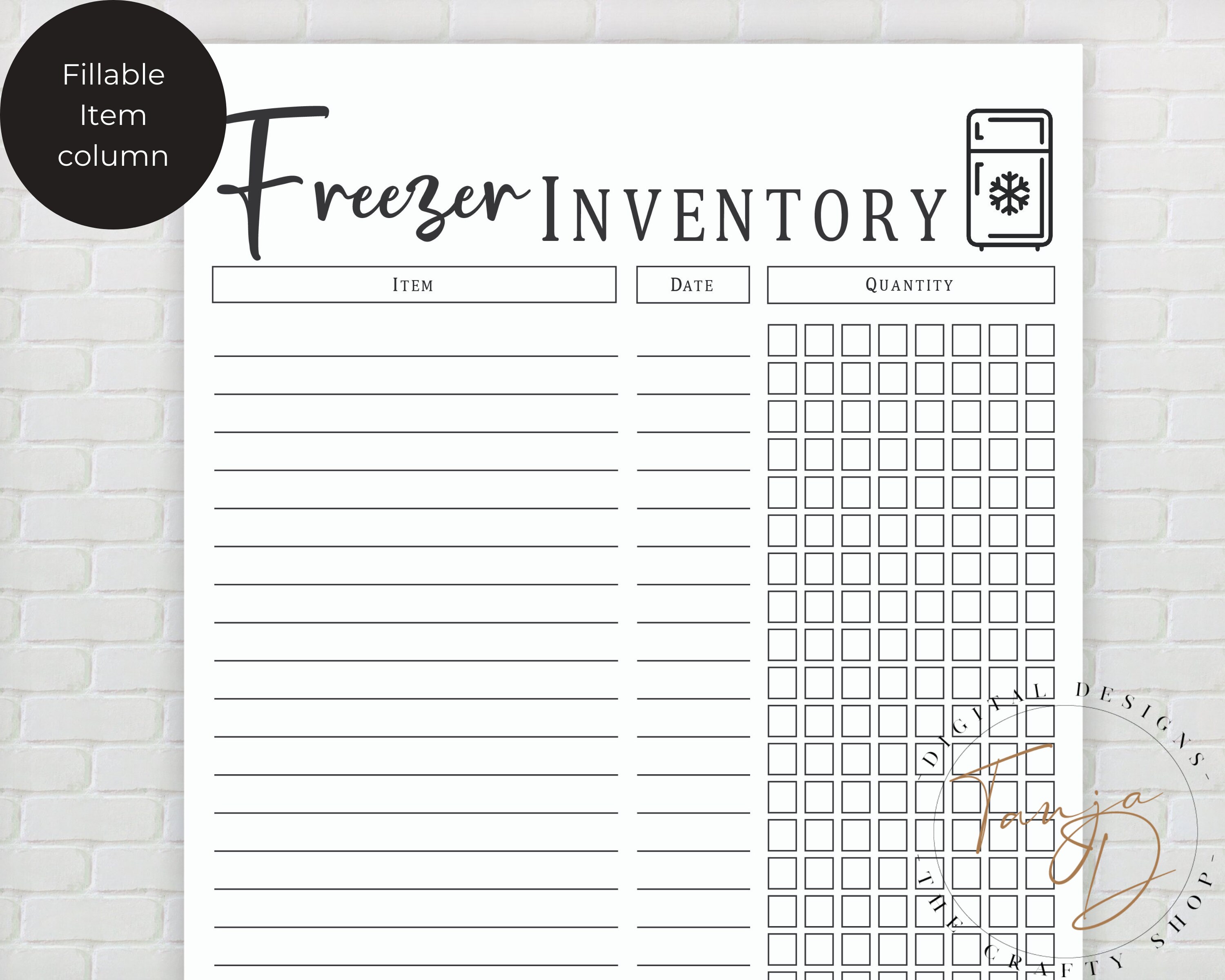 Food Inventory Printables, Fillable PDF, Pantry Inventory, Fridge ...