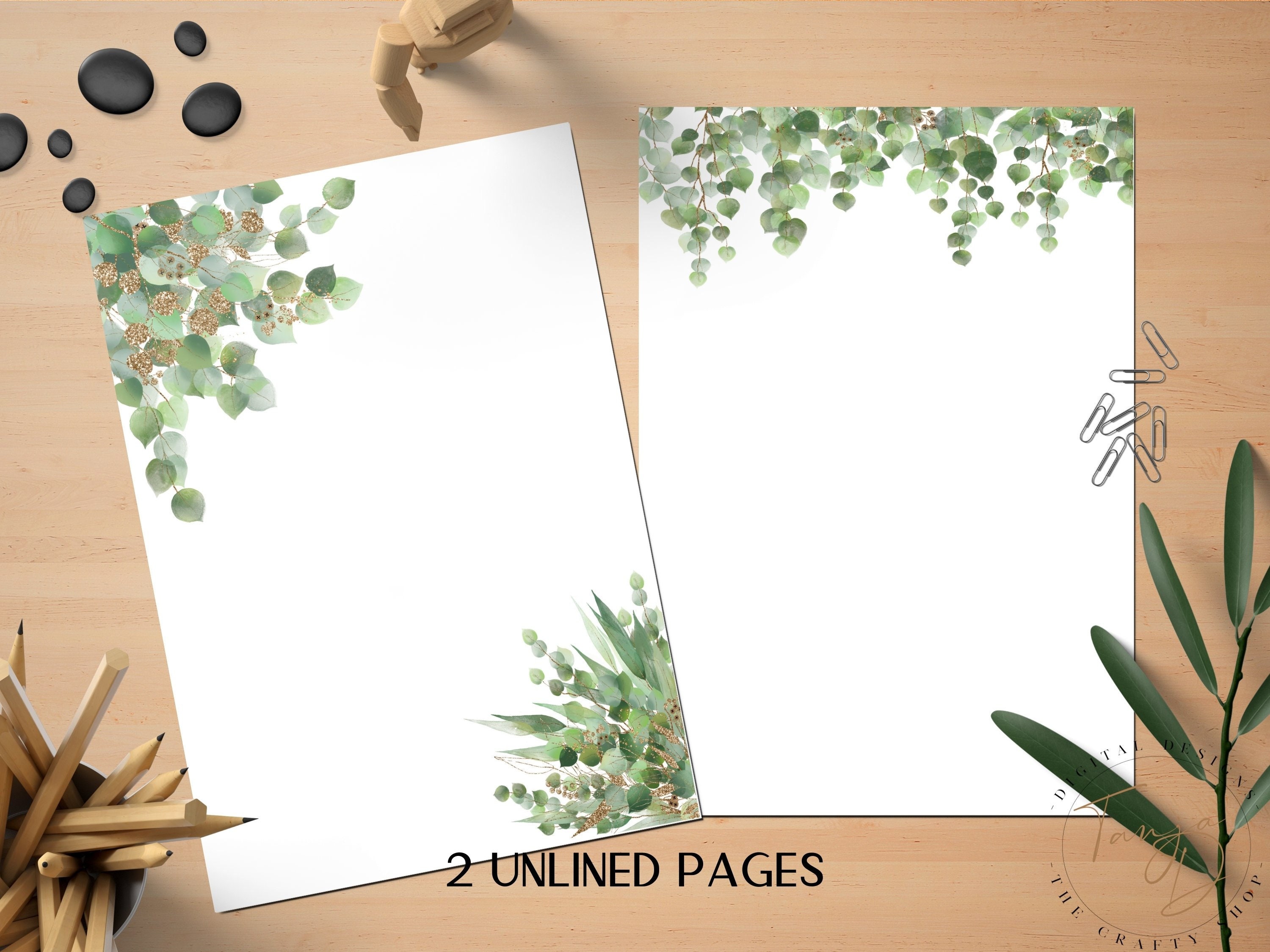 Green Printable Stationery A4 Letter Paper 8.5 X 11 Etsy