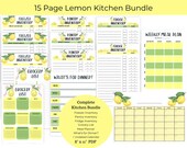 Lemon Kitchen Bundle, Organized Kitchen Planner, Lemon Pantry Inventory, Lemon Fridge Inventory, Lemon Freezer Inventory, Lemon Meal Planner