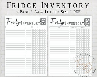 Fridge Inventory, Fillable PDF, Fridge Inventory Checklist, Kitchen Inventory, Fridge inventory Printable, Food Tracker
