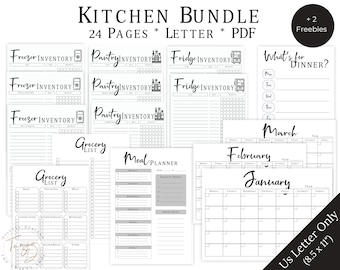 Food Inventory Bundle, Kitchen Inventory Bundle, Pantry Inventory, Fridge Inventory, Freezer Inventory, Food Tracker, Meal Planner