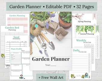 Garden Planner Printable PDF, Seed to Harvest Organizer, Garden Journal,Daily Weekly Monthly Seasonal Planner, Fillable PDF Instant Download