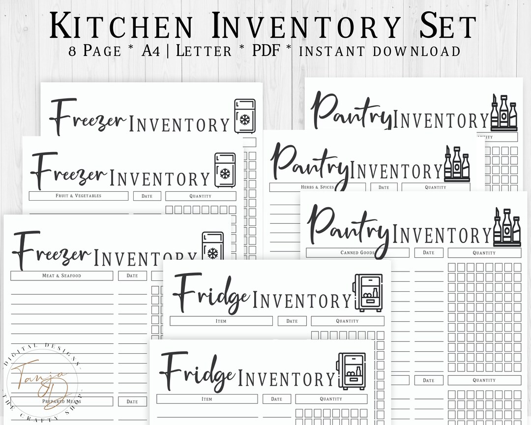 Kitchen Inventory Printable, Fillable PDF, Pantry Inventory, Fridge ...