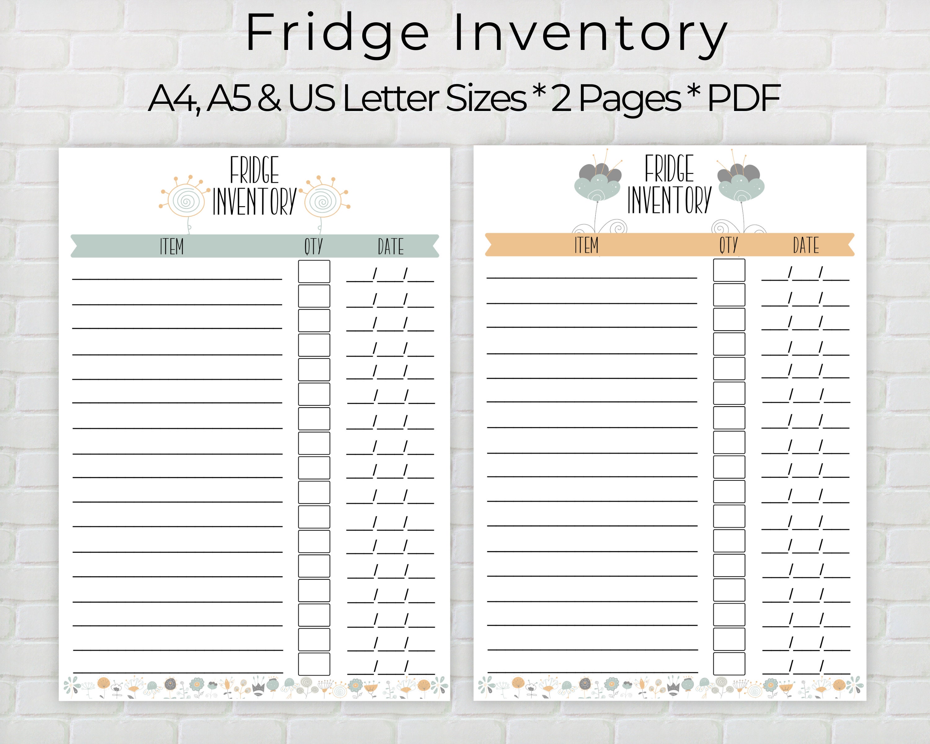 Fridge Inventory, Fillable PDF, Fridge Inventory Printable, Organized ...
