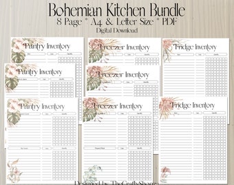 Kitchen Inventory Printable, Editable Printable, Pantry Inventory, Fridge Inventory, Freezer Inventory, Instant Download, Fillable PDF
