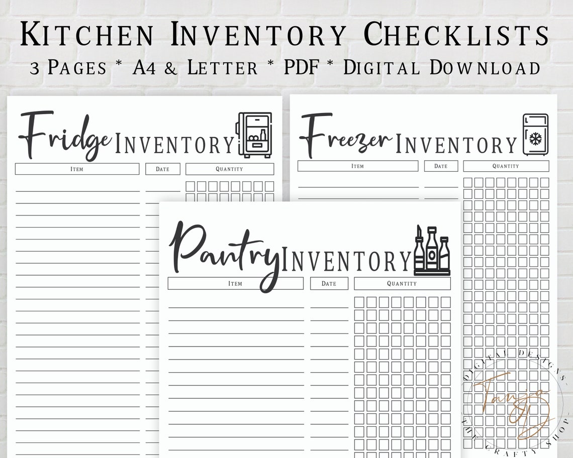 the best food inventory printables to organize your... Food Inventory Printables, Fillable PDF, Pantry Inventory, Fridge ...