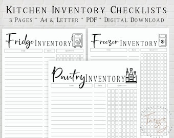 Food Inventory Printables, Fillable PDF, Pantry Inventory, Fridge Inventory, Freezer Inventory, Food Tracker, Digital Download