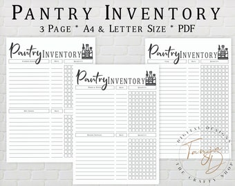 Pantry Inventory, Fillable PDF, Pantry Inventory Checklist, Kitchen Inventory, Food inventory Printable, Food Inventory Tracker