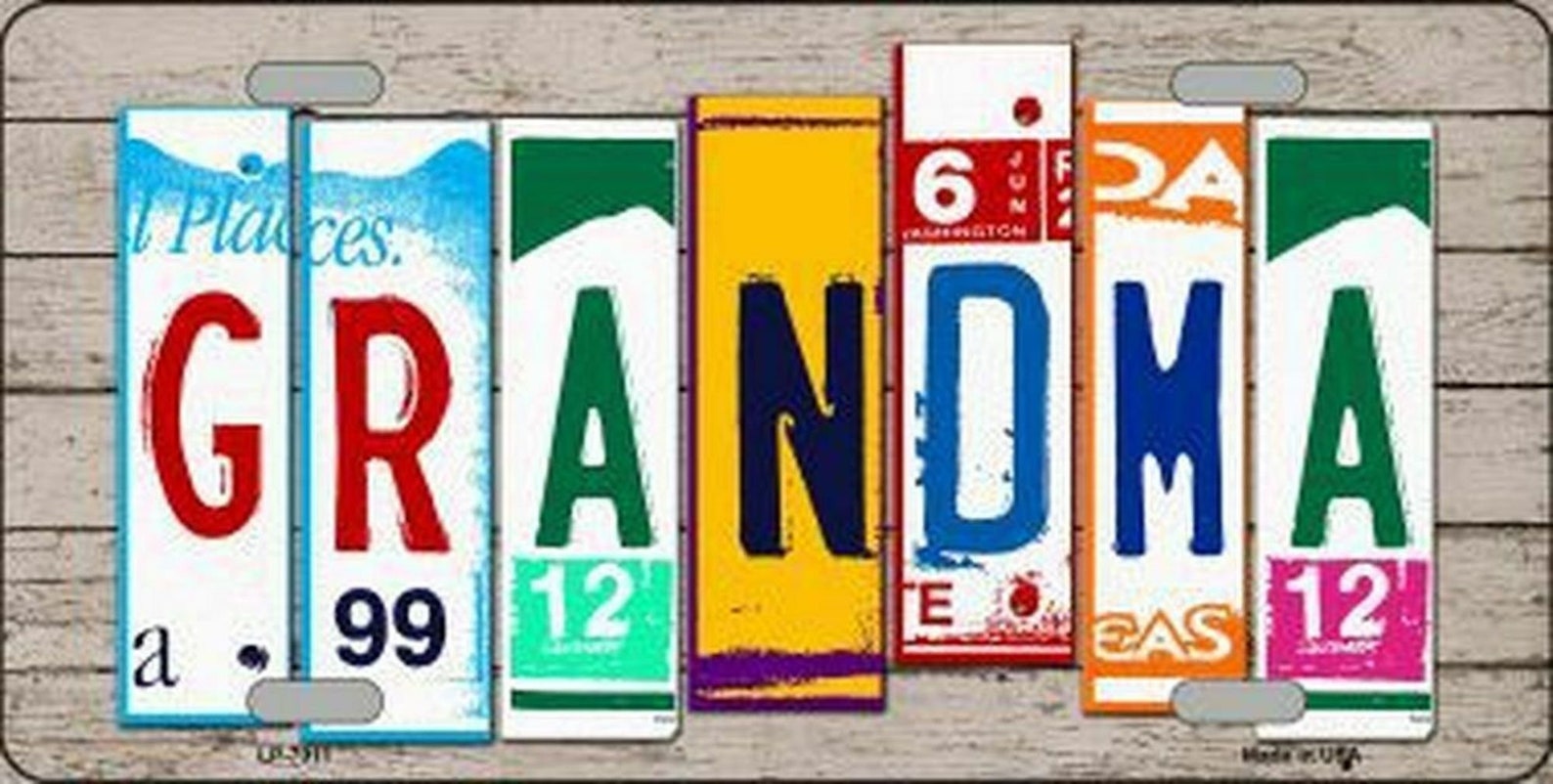Grandma License Plate Art Wood Look Pattern Metal Novelty Etsy