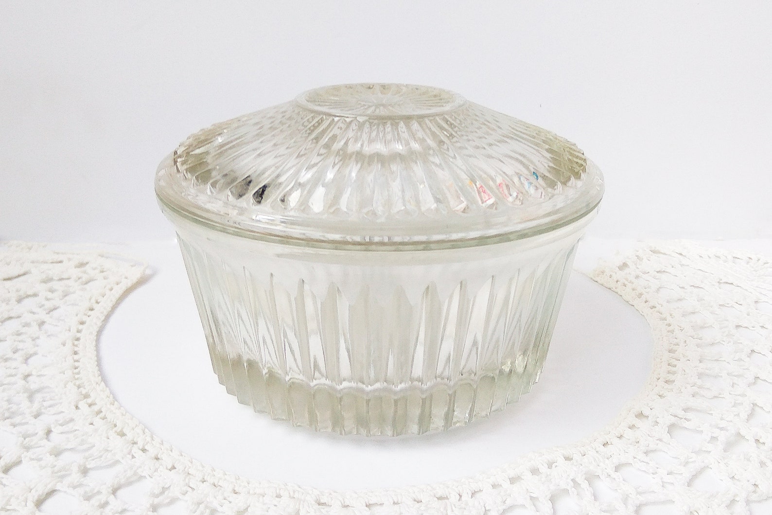 Antique clear glass sugar bowl with lid Cut glass Rare Heavy Etsy