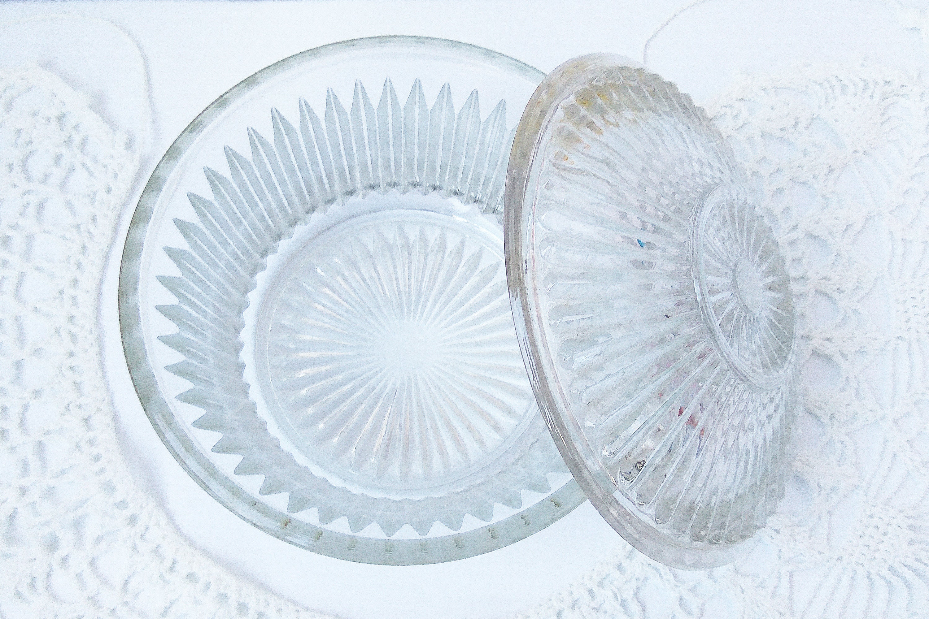 Antique clear glass sugar bowl with lid Cut glass Rare Heavy Etsy