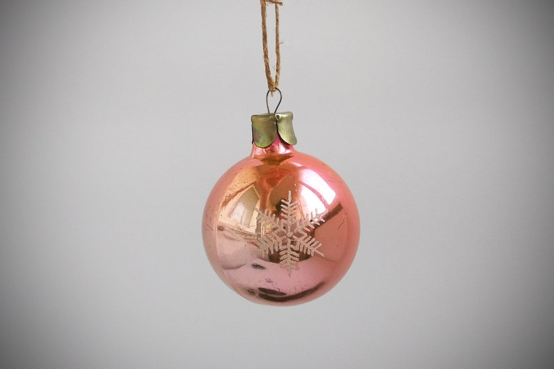 Pink glass ball decor \u0421hristmas ball ornament Soviet Antique Christmas decorations Vintage Retro winter holidays decorations Antique ball