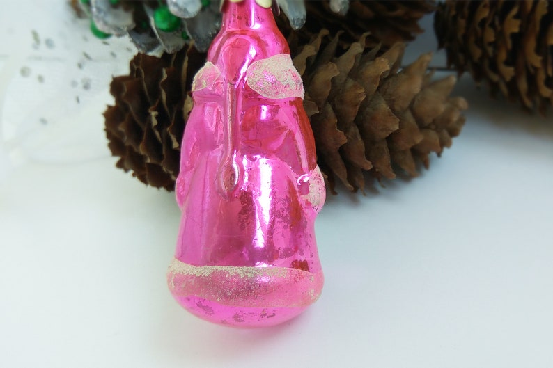 Pink glass snow maiden decor \u0421hristmas doll ornament Soviet Antique Christmas decorations Vintage Retro Antique winter holidays decorations