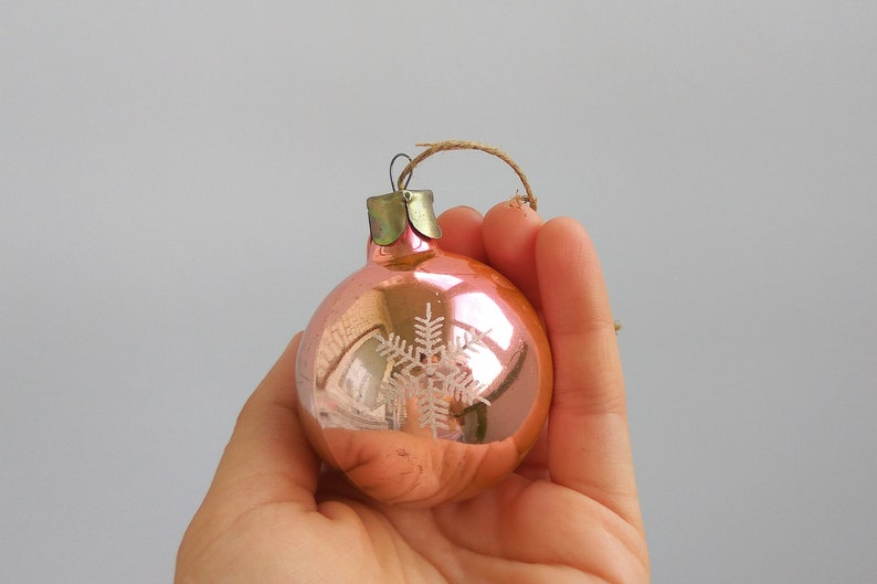 Pink glass ball decor \u0421hristmas ball ornament Soviet Antique Christmas decorations Vintage Retro winter holidays decorations Antique ball