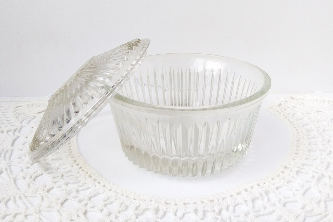Antique clear glass sugar bowl with lid Cut glass Rare Heavy Etsy