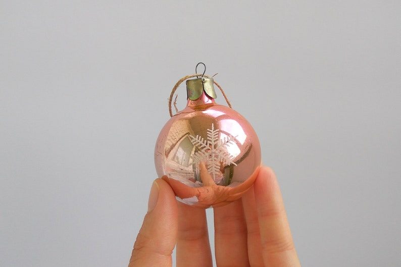 Pink glass ball decor \u0421hristmas ball ornament Soviet Antique Christmas decorations Vintage Retro winter holidays decorations Antique ball